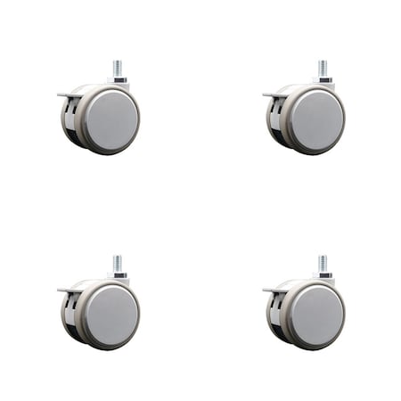 Service Caster 2.375 Inch MRI Safe Casters with Brakes, 3/8 Inch Threaded Stem, Set of 4 -SCC, 4PK SCC-TS02S60-TPR-GRY-B-381634-MRI-4